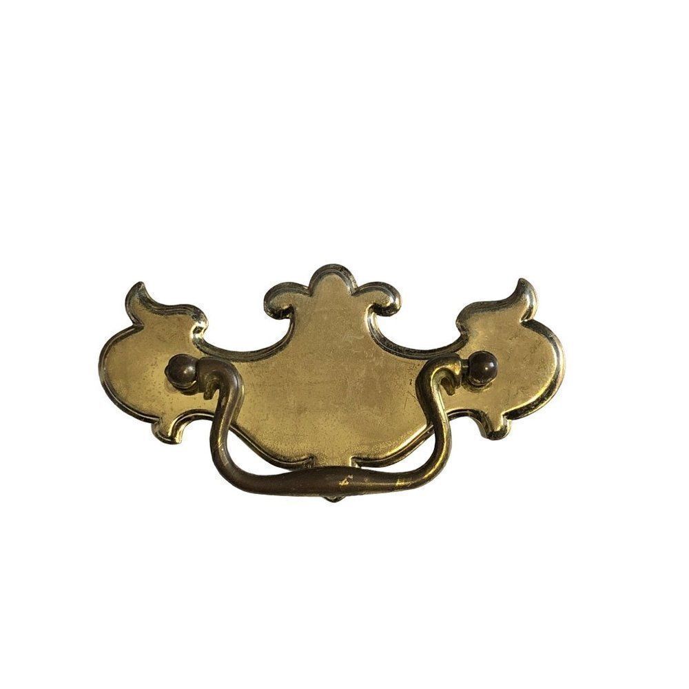 Bundle of 5 Vintage Solid Brass Winged Drop Handle Drawer Pull Hardware